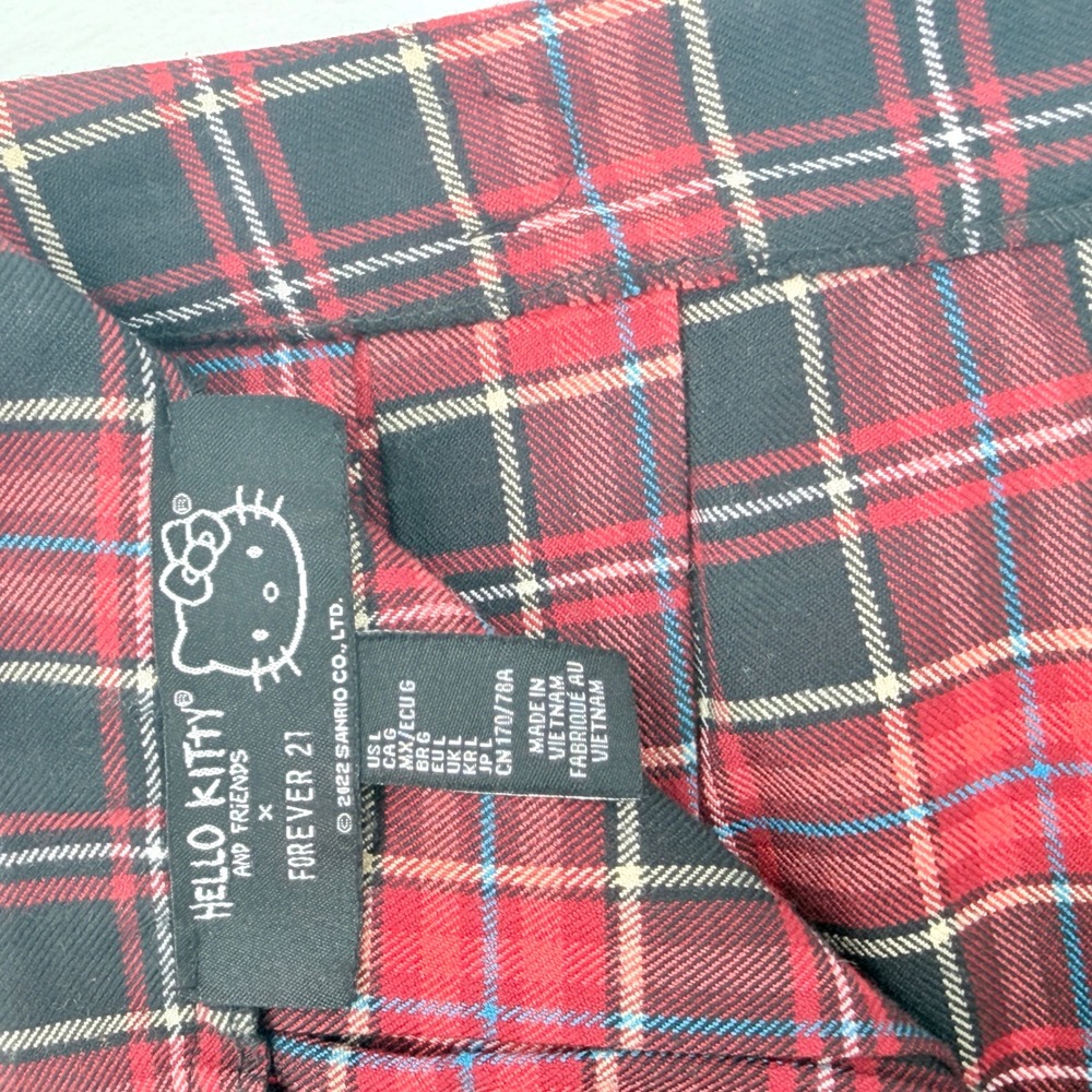 Hello Kitty x Forever 21 Plaid Pleated Mini Skirt Large Y2K Sanriocore Aesthetic - Picture 4 of 10
